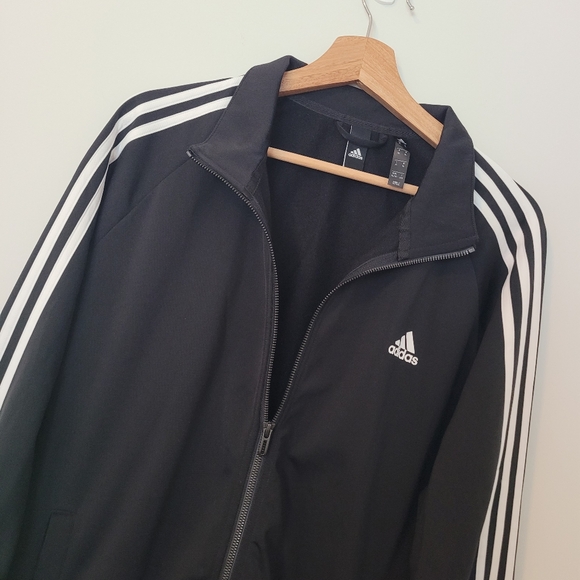 Adidas Jacket  Athletic Zip-Up Size XL  Black With white Stripes - Picture 3 of 6
